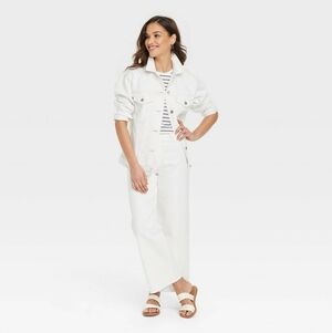 Women's High Rise White Sailor Wide-Leg Ankle Jeans Universal Thread Sz 12